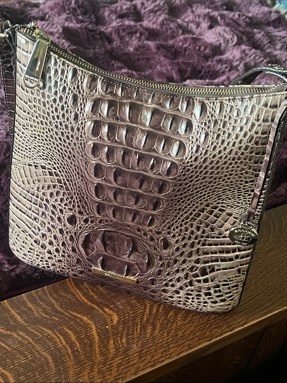 BRAHMIN Katie Crossbody in AGATE Embossed Croc